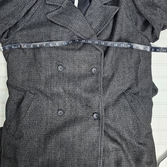 The Drop Jessy Grey Herringbone Double Breasted Long Overcoat Women's Size L NWT - Picture 14 of 16